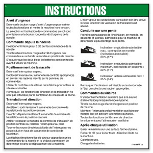 Genie Lift Part # 114134FRGT - DECAL,OP INST.,PLATFORM, EA