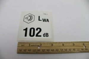 Genie Lift Part # 114160GT - DECAL,LABEL,DECIBEL 102***, EA