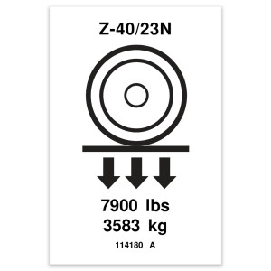Genie Lift Part # 114180GT - DECAL,WHEEL LOAD, EA