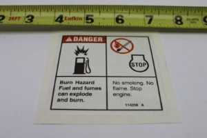 Genie Lift Part # 114258GT - DECAL,DANGER,NO SMOKING, EA