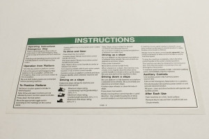 Genie Lift Part # 114331GT - DECAL,OPER INST,OLD Z30, EA