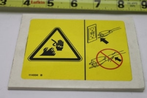 Genie Lift Part # 114334GT - DECAL SYMBOL ELECTRIC HAZARD PLUG, EA