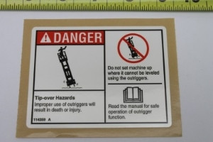 Genie Lift Part # 114359GT - DANGER/INSTR-OUTRGR OP-GS3232, EA