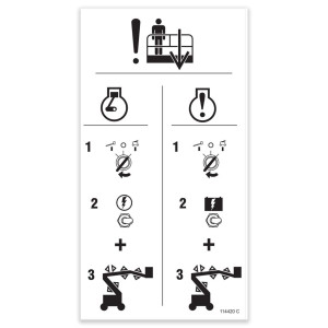 Genie Lift Part # 114420GT - DECAL,EMERGENCY LOWERING IC, EA