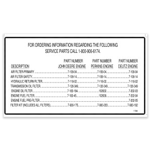 Genie Lift Part # 117589GT - DECAL,FLT GUIDE,PRKNS,JD,DEUTZ, EA