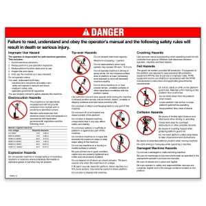 Genie Lift Part # 133014GT - DECAL,GENERAL SAFETY,RUNABOUT*, EA