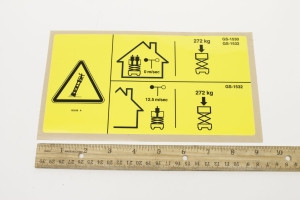 Genie Lift Part # 133239GT - LABEL,MAXCAP,272KG,GS1530, EA