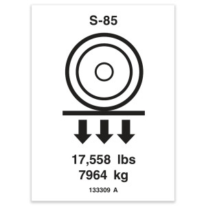 Genie Lift Part # 133309GT - DECAL,LABEL,WHEEL LOAD S85, EA