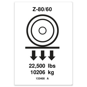 Genie Lift Part # 133400GT - DECAL,LABEL,WHEEL LOAD Z80***, EA