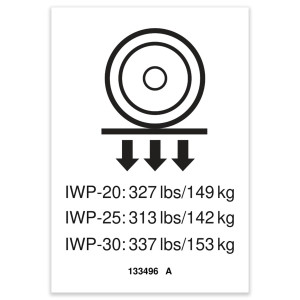 Genie Lift Part # 133496GT - DECAL,LABEL,WHEEL LOAD,IWP, EA