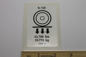 Genie Lift Part # 146421GT - DECAL,LABEL,WHEEL LOAD,S-125**, EA