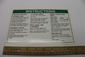 Genie Lift Part # 147796GT - DECAL, OPER INST 60XC GRD, EA