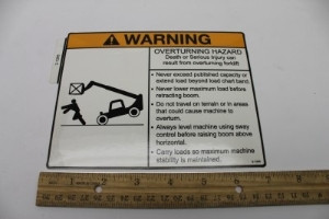 Genie Lift Part # 2-1295GT - DECAL, OVERTURNING HAZARD, EA