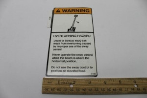 Genie Lift Part # 2-1296GT - DECAL, OVERTURNING HAZARD, EA