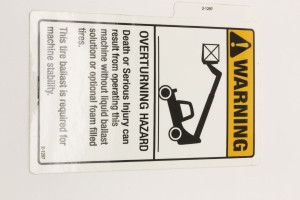 Genie Lift Part # 2-1297GT - DECAL, OVERTURNING HAZARD, TIR, EA