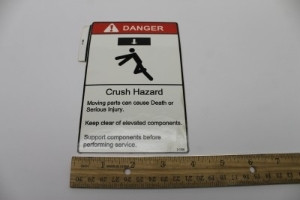 Genie Lift Part # 2-1298GT - DECAL, OVERHEAD CRUSH HAZARD, EA