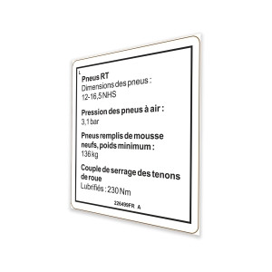Genie Lift Part # 226499GT - DECAL,NOTICE,TIRE PRESSURE, EA