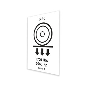 Genie Lift Part # 226500GT - DECAL,LABEL,WHEEL LOAD S-40, EA