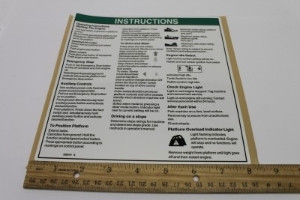 Genie Lift Part # 226519GT - DECAL,INST,OPER INST,SB,AUS, EA