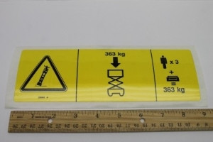 Genie Lift Part # 230491GT - DECAL,NOTICE,MAX CAP,GS4069, EA