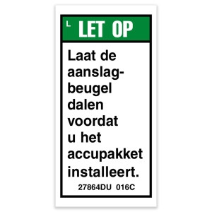 Genie Lift Part # 27864DUGT - DECAL, LOWER STOP BRACKET, DUTCH, EA