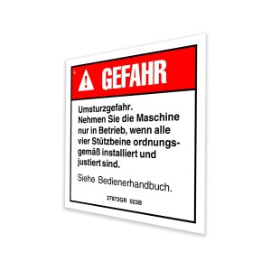 Genie Lift Part # 27872GRGT - DECAL, TIP OVER HAZARD, EA