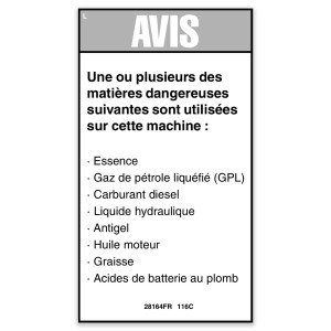 Genie Lift Part # 28164FRGT - DECAL,NOTICE,HAZARDOUS MAT'LS, EA