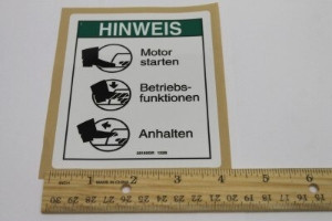 Genie Lift Part # 28165GRGT - DECAL,NOTICE,FOOTSWITCH OPER, EA