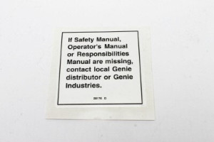 Genie Lift Part # 28176GT - DECAL,LABEL,MANUAL NOT HERE, EA