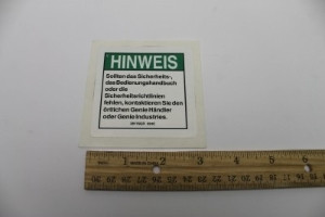 Genie Lift Part # 28176GRGT - DECAL,NOTICE,MANUAL NOT HERE, EA