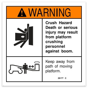 Genie Lift Part # 28177GT - DECAL,WARN,CRUSH HAZARD PLAT, EA