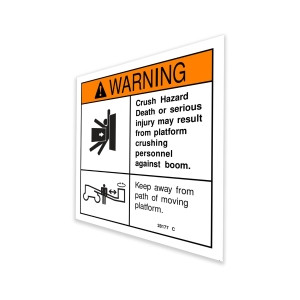 Genie Lift Part # 28177GT - DECAL,WARN,CRUSH HAZARD PLAT, EA