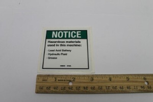 Genie Lift Part # 29803GT - DECAL,NOTICE,HAZARD.MATLS.DC, EA