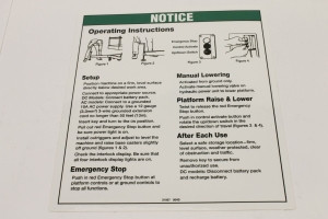 Genie Lift Part # 31067GT - DECAL,NOTICE,OPER.INSTRUCT,AWP, EA