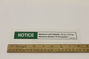 Genie Lift Part # 31069GT - DECAL,NOTICE,MAX.CAP.350 LBS, EA