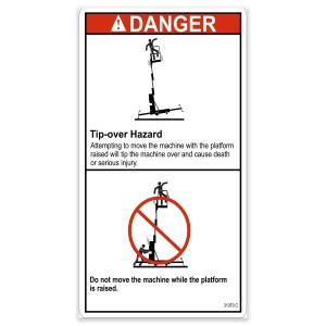 Genie Lift Part # 31070GT - DECAL,DANGER,TIP-OVER HAZARD, EA