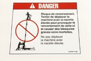 Genie Lift Part # 31070FRGT - DECAL,DANGER,TIP-OVER HAZARD, EA