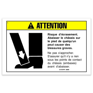 Genie Lift Part # 31075FRGT - DECAL,CAUTION,CRUSHING HAZARD, EA
