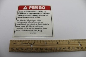 Genie Lift Part # 31787PBGT - DECAL,DANGER,TIP-OVER BATTERY, EA