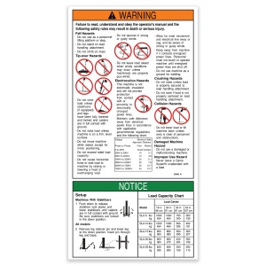 Genie Lift Part # 32686GT - DECAL,OPERATING INSTRUCT. SLA, EA
