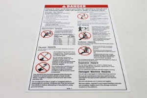 Genie Lift Part # 32700GT - DECAL,DANGER,GEN SAFETY RULES*, EA