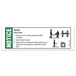 Genie Lift Part # 32715GT - DECAL,NOTICE FLAT FORK SETUP, EA