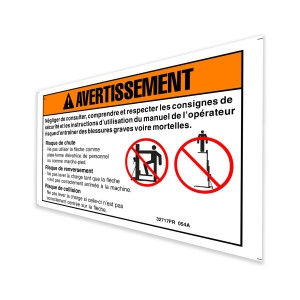Genie Lift Part # 32717FRGT - DECAL,WARNING BOOM SAFETY, EA