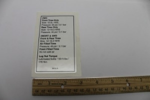Genie Lift Part # 32719GT - DECAL,NOTICE, TIRE PRESSURE, EA