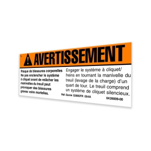 Genie Lift Part # 32885FRGT - DECAL,SILENT WINCH, EA
