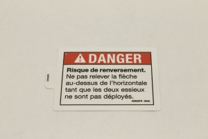 Genie Lift Part # 32932FRGT - DECAL,DANGER,TIPOVER,AXLES, EA