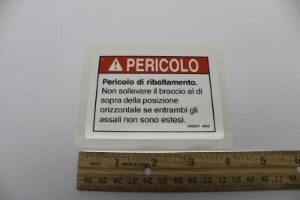 Genie Lift Part # 32932ITGT - DECAL, DANGER, TIPOVER, AXLES, EA