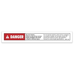 Genie Lift Part # 33528GT - DECAL,DANGER,TIP,OUTRIGGERS, EA
