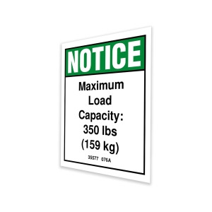 Genie Lift Part # 35577GT - DECAL,NOTICE,MAX CAPACITY 350, EA
