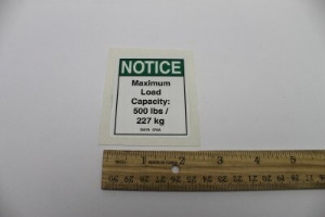 Genie Lift Part # 35579GT - DECAL,NOTICE,MAX CAPACITY 500, EA